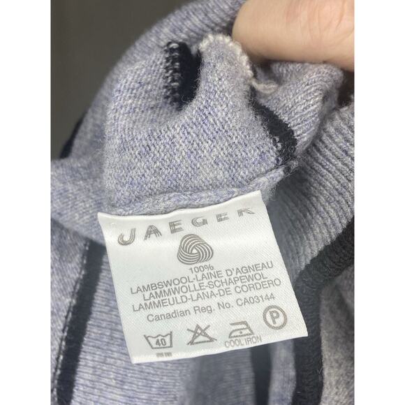 Vintage Jaeger Gray Lambs Wool Mock Neck Sweater Women Medium Argyle Dk Academia - Picture 7 of 7